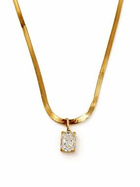 Radiant Cut 14K (18K Custom) Yellow Gold Choker Pendant Necklace